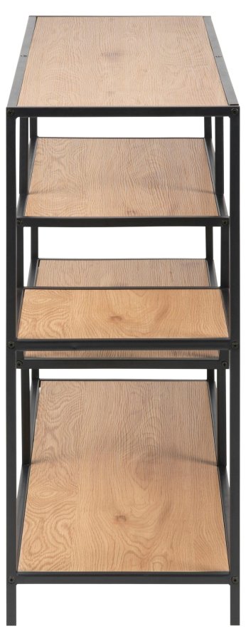 ACT NORDIC Seaford bokhylla, m. 4 hyllplan - naturligt matt vild ek grovt papper och matt svart stl