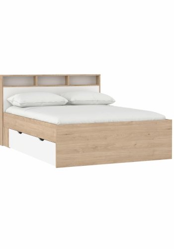 TVILUM Ikast Bett mit 2 Schubladen 140x190, Jackson Hickory/Wei�, 149,8 x 206 x 96,8 cm