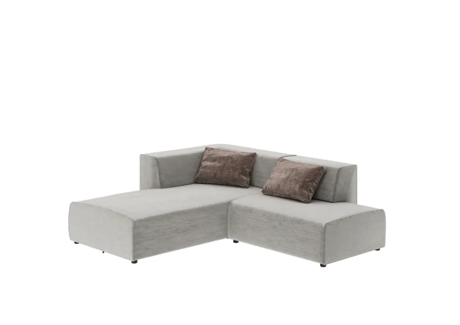 KARE DESIGN Infinity Boston hjrnesofa, m. 2 mrkegr puder - gr stof og plast