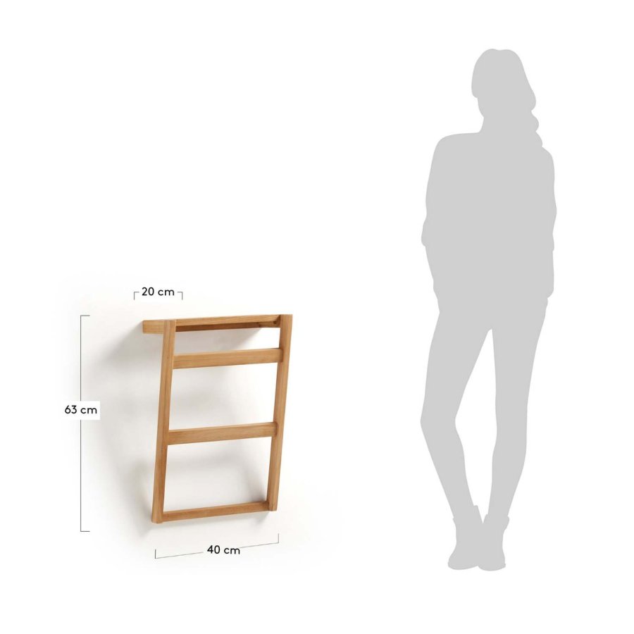 KAVE HOME Sunday hndklestativ - heltre teak, for vegg, m. 1 hylle