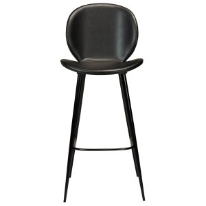DAN-FORM Cloud Barstol, med Ryggstöd och Fotstöd - Vintage Svart Konstläder och Svart Stl