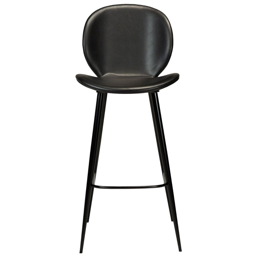 DAN-FORM Cloud Barstol, med Ryggstöd och Fotstöd - Vintage Svart Konstläder och Svart Stl