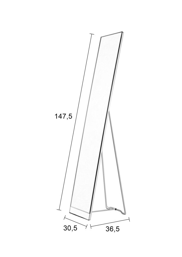 WHITE LABEL LIVING Stand Speil gulvspeil, rektangulrt - speilglass og hvitt stl (147,5x30,5)