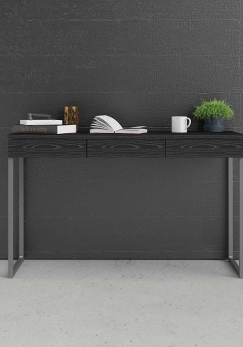 TVILUM Function Plus Schreibtisch - Esche schwarz, mit 3 Schubladen 