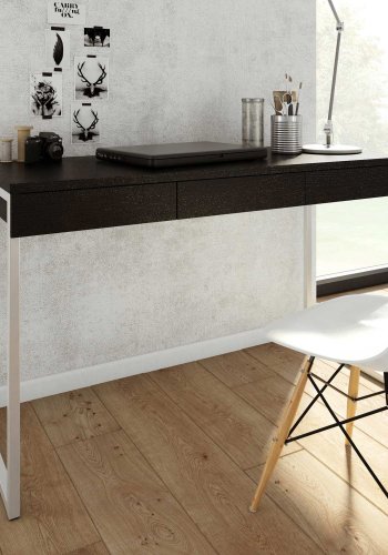 TVILUM Function Plus Schreibtisch - Esche schwarz, mit 3 Schubladen 