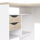 TVILUM Function Plus Eckschreibtisch - weiß/Eichenstruktur, mit 2 Schubladen 