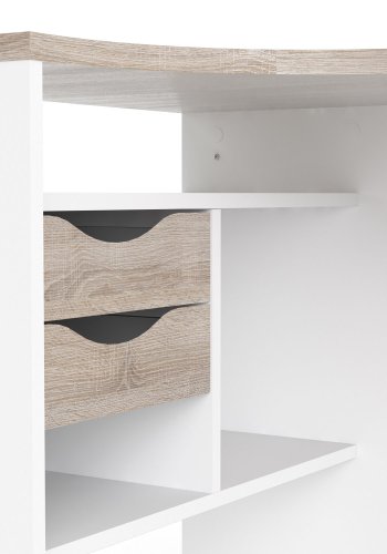 
TVILUM Function Plus hjørneskrivebord - natur laminat, rektangulært, 2 skuffer
