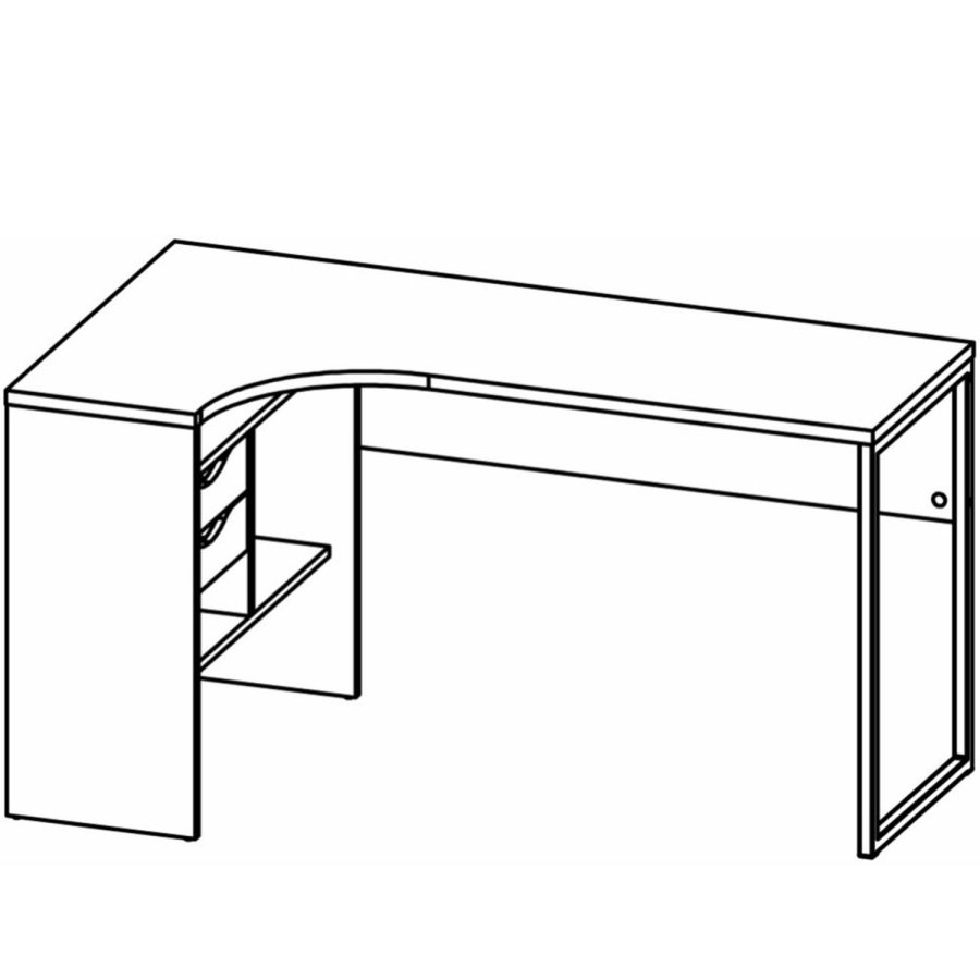 TVILUM Function Plus Eckschreibtisch, m. 2 Schubladen - grau/weiße Folie und weißer Stahl (145,1x81)
