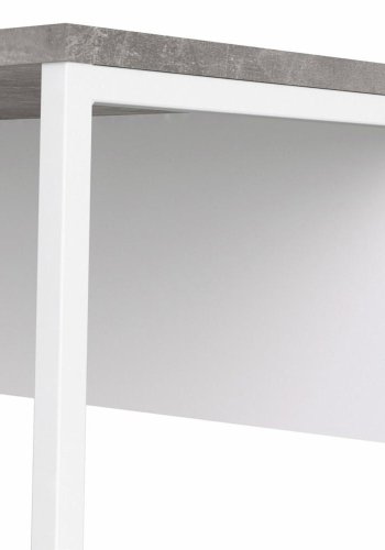 TVILUM Function Plus Eckschreibtisch, m. 2 Schubladen - grau/weiße Folie und weißer Stahl (145,1x81)