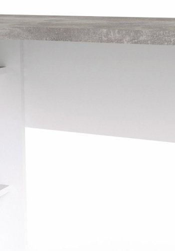 TVILUM Function Plus Eckschreibtisch, m. 2 Schubladen - grau/weiße Folie und weißer Stahl (145,1x81)