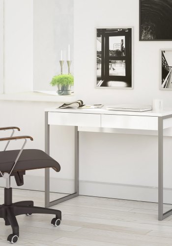 TWILUM Function Plus skrivebord - hvit hyglans, m. 2 skuffer 