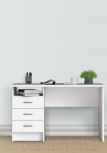 
TVILUM function plus skrivebord rektangulært hvid laminat 3 skuffer
