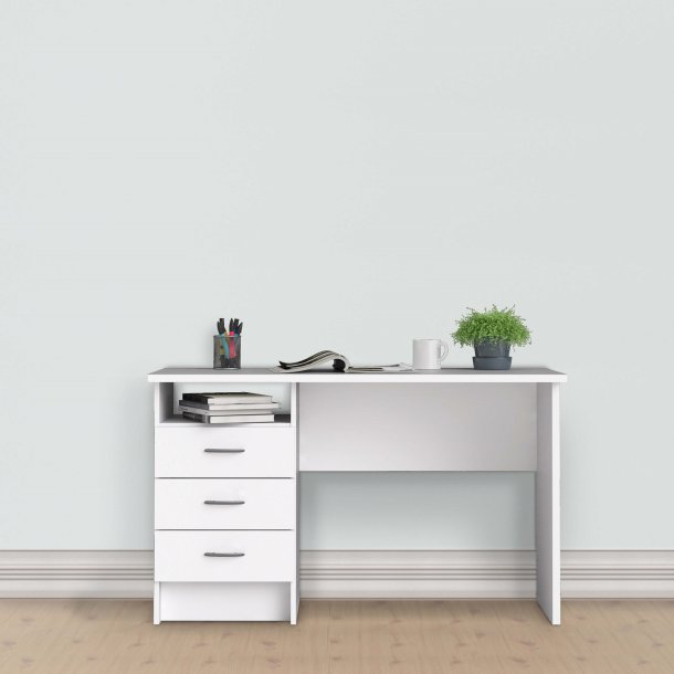 Function Plus skrivebord - Hvidt tr, m. 3 skuffer