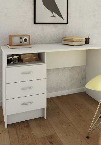 
TVILUM function plus skrivebord rektangulært hvid laminat 3 skuffer
