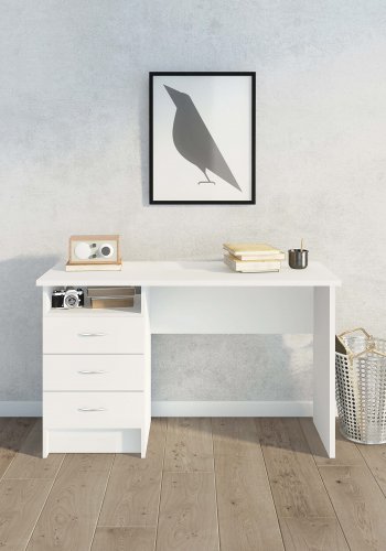 
TVILUM function plus skrivebord rektangulært hvid laminat 3 skuffer
