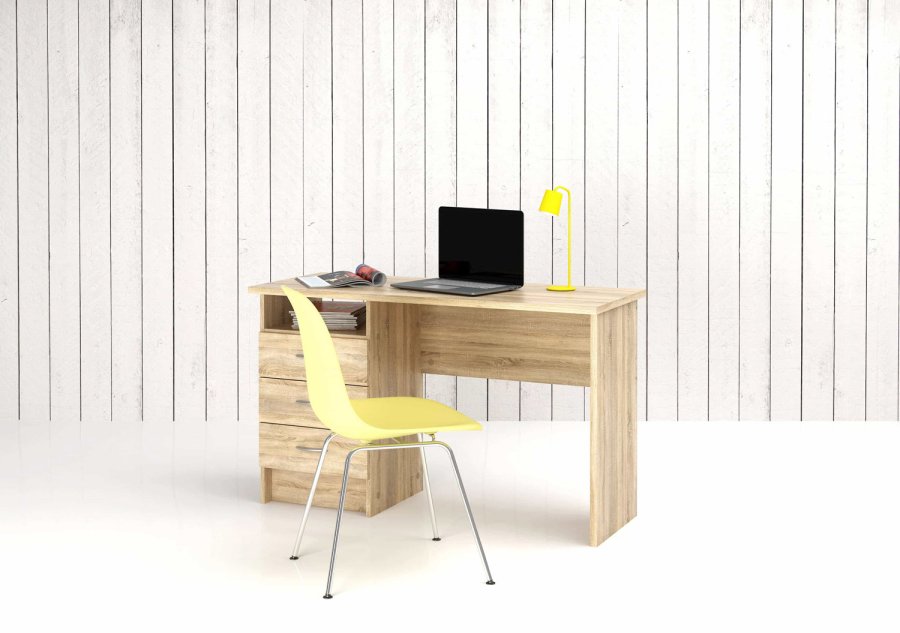 TVILUM Function Plus Schreibtisch - Eichenstruktur, mit 3 Schubladen 