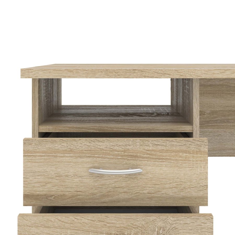 TVILUM Function Plus Schreibtisch - Eichenstruktur, mit 3 Schubladen 