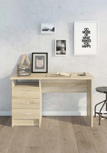 TVILUM Function Plus Schreibtisch - Eichenstruktur, mit 3 Schubladen 