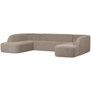 WOOOD Sloping U-formet sofa - natur meleret chenille stof