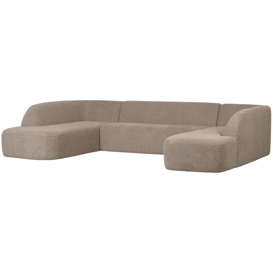 WOOOD Sloping U-formet sofa - natur meleret chenille stof