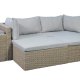 Modulrt utendrs loungesett, med 1 sofa, 1 bord, 2 krakker, beige stoffputer - brun PE-rot (sett med 6)