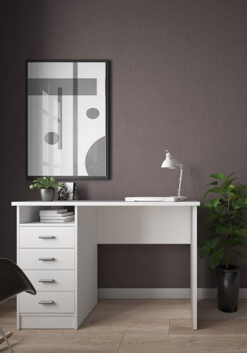 TWILUM Function Plus skrivebord - hvit, m. 4 skuffer