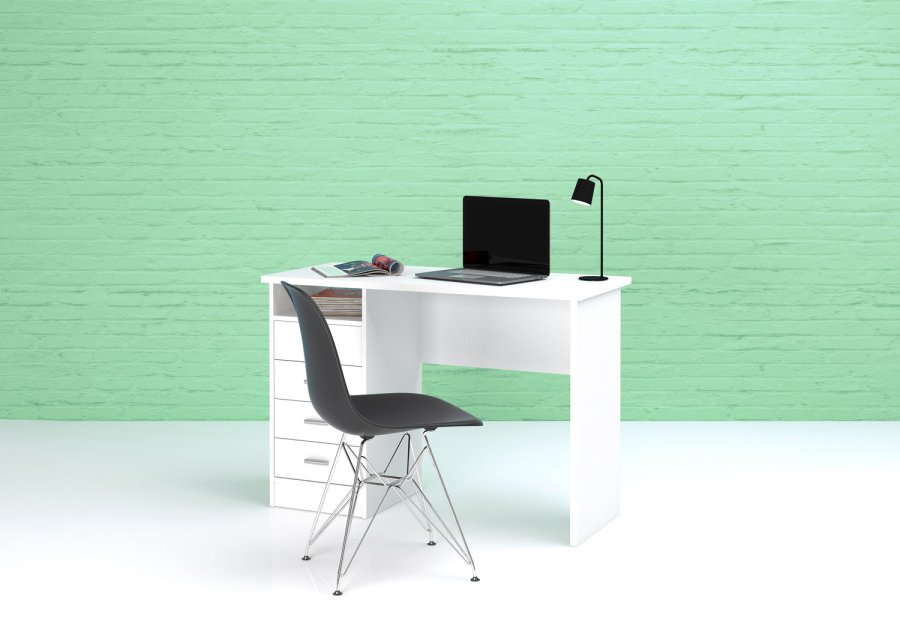 TWILUM Function Plus skrivebord - hvit, m. 4 skuffer