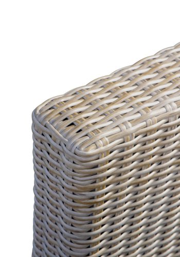 Modulrt utendrs loungesett, med 1 sofa, 1 bord, 2 krakker, beige stoffputer - brun PE-rot (sett med 5)