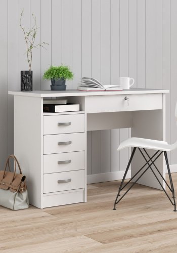TVILUM Function Plus skrivebord - hvit, m. 5 skuffer 
