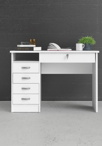 TVILUM Function Plus skrivebord - hvit, m. 5 skuffer 