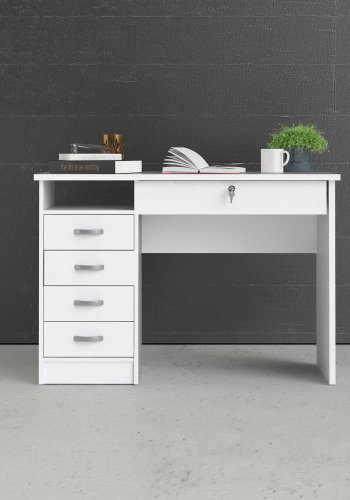 TVILUM Function Plus skrivebord - hvit, m. 5 skuffer 