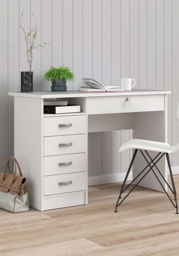 TVILUM Function Plus skrivebord - hvit, m. 5 skuffer 