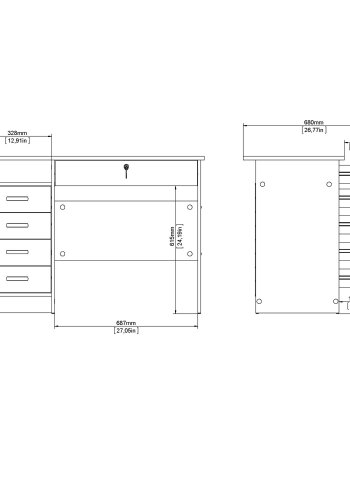 TVILUM Function Plus Schreibtisch - Eichenstruktur, mit 5 Schubladen