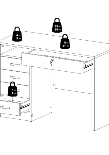 TVILUM Function Plus Schreibtisch - Eichenstruktur, mit 5 Schubladen
