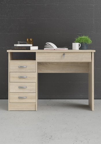 TVILUM Function Plus Schreibtisch - Eichenstruktur, mit 5 Schubladen