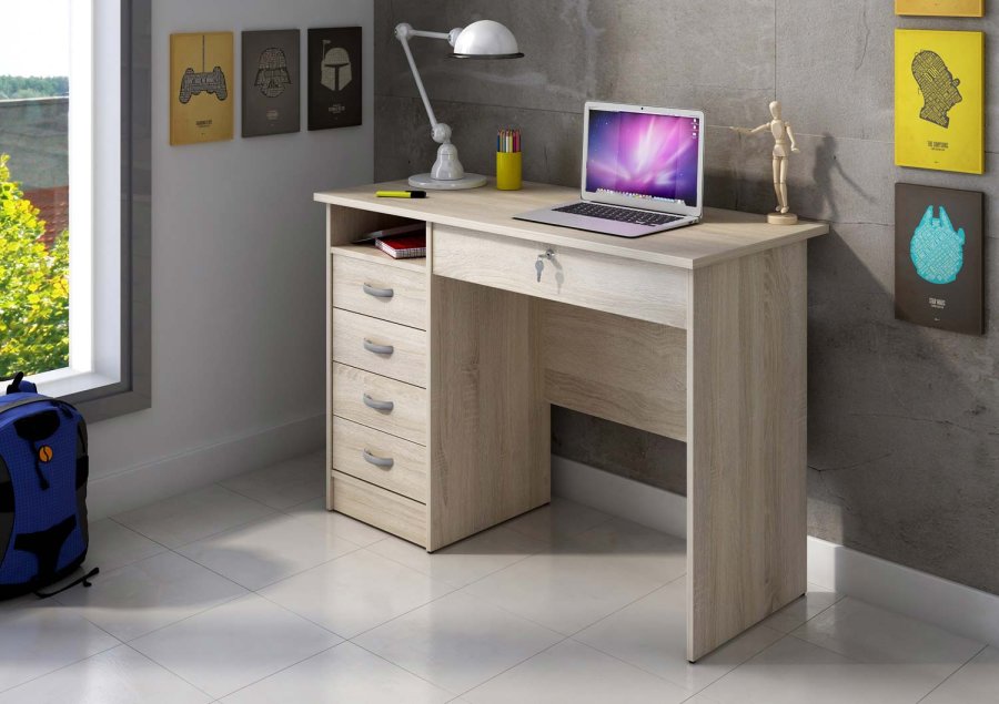 TVILUM Function Plus Schreibtisch - Eichenstruktur, mit 5 Schubladen