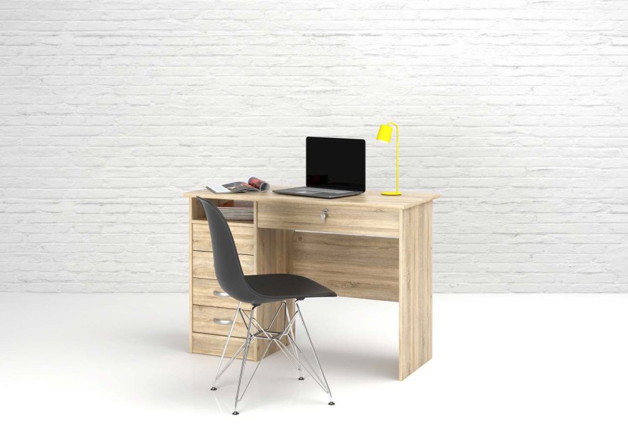 TVILUM Function Plus Schreibtisch - Eichenstruktur, mit 5 Schubladen