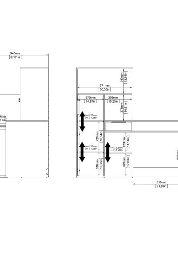 TVILUM Function Plus Schreibtisch - Eichenstruktur/weiß, mit 1 Tür und 1 Schublade