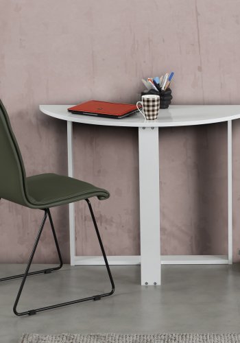 NORDVRK Medium skrivebord, halvrund - blank hvit melamin (106x45)