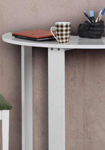 NORDVRK Medium skrivebord, halvrund - blank hvit melamin (106x45)