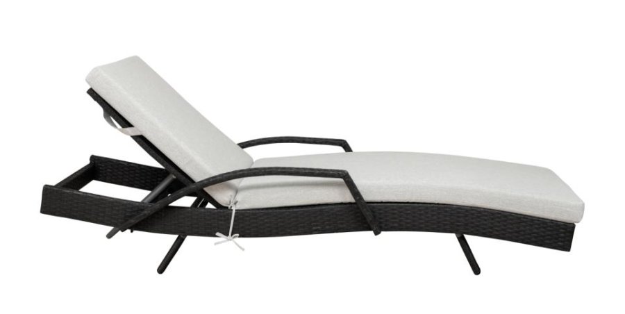 Redondo solstol, med pute - svart polyrattan og grtt stoff