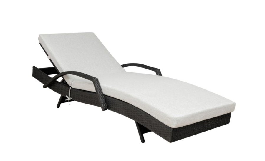 Redondo solstol, med pute - svart polyrattan og grtt stoff