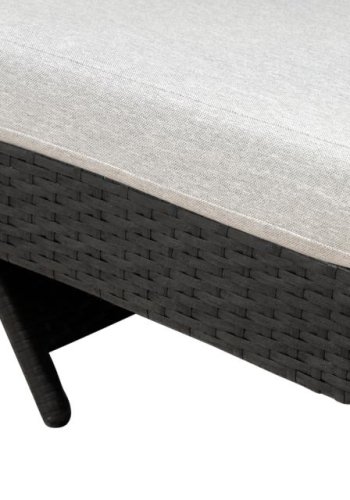 Redondo solstol, med pute - svart polyrattan og grtt stoff