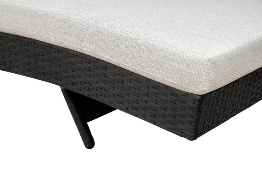 Redondo solstol, med pute - svart polyrattan og grtt stoff