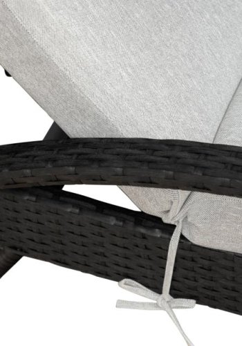 Redondo solstol, med pute - svart polyrattan og grtt stoff