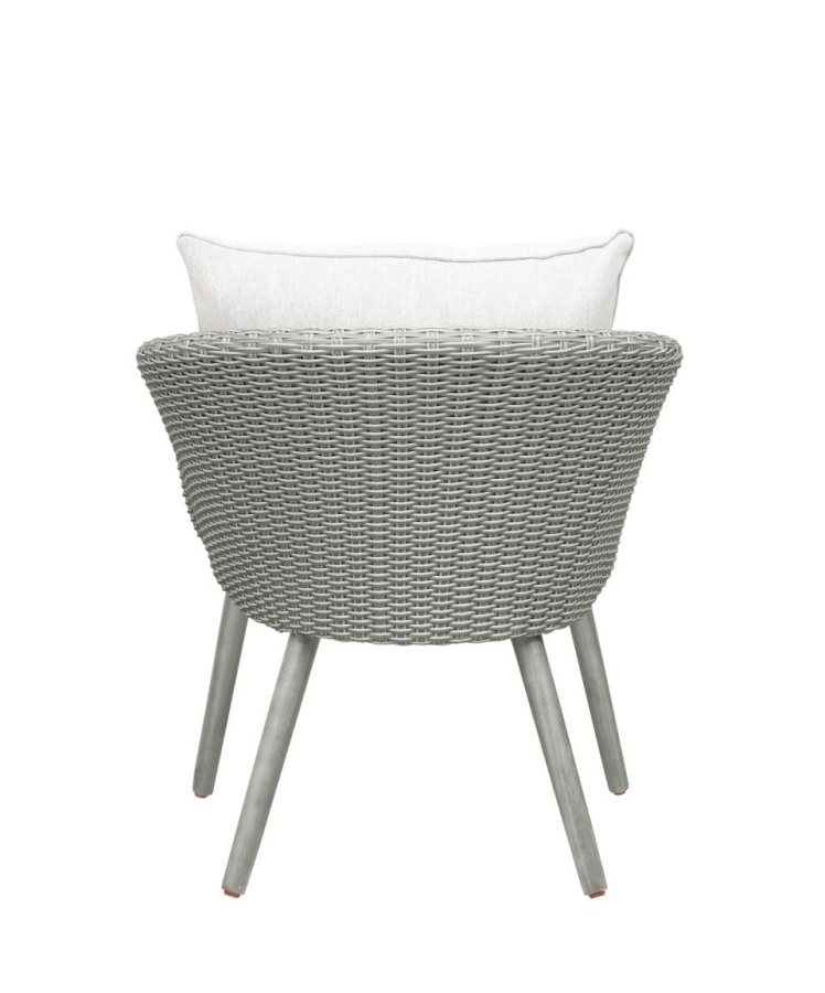 Bistro s�t, m. 2 havestole og 1 havebord, m. gr� puder - gr� PE flet og gr� tr�