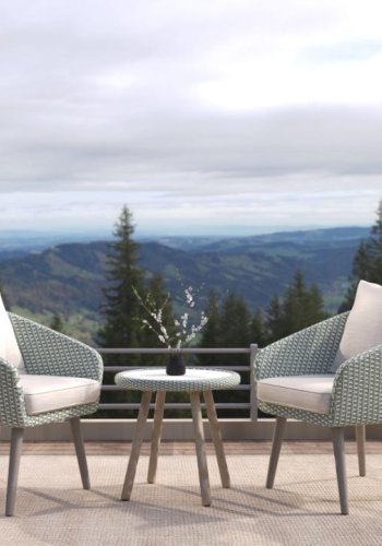 Bistro s�t, m. 2 havestole og 1 havebord, m. gr� puder - gr� PE flet og gr� tr�