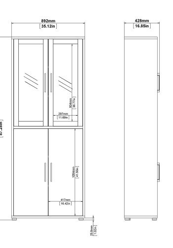 
TVILUM Prima vitrineskab - hvidt træ, 2 glaslåger
