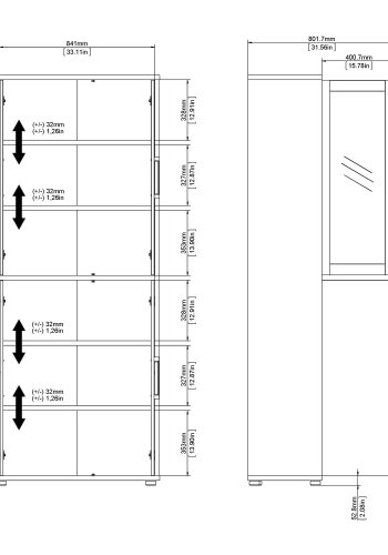 
TVILUM Prima vitrineskab - hvidt træ, 2 glaslåger
