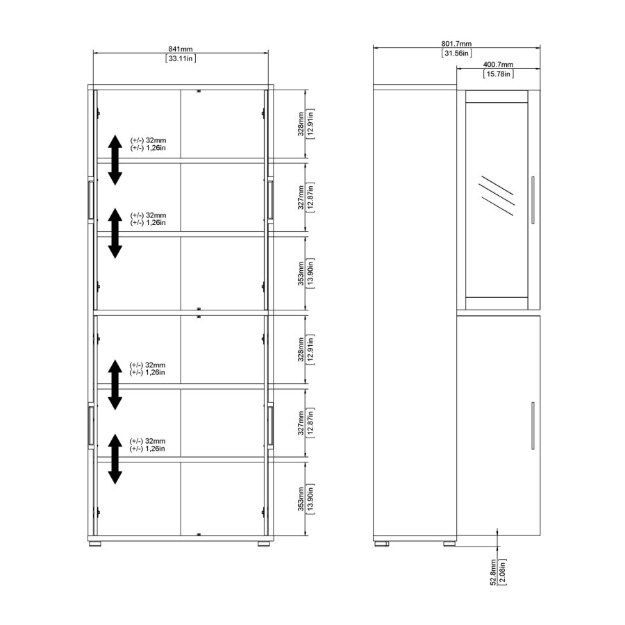 
TVILUM Prima vitrineskab - hvidt træ, 2 glaslåger
